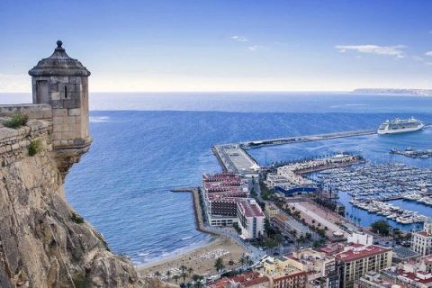 View of the port of Alicante from the top of Alicante Castle